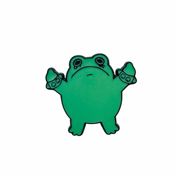 ⭐Enamel Pin Punk Frog Giving The Finger Broch GreenAnimal alloy Badge New Oz⭐ - Picture 4 of 6